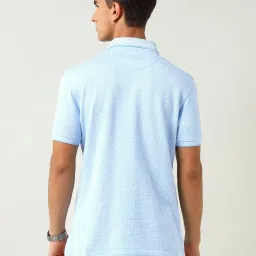 Ad By Arvind Blue Cotton Slim Fit Printed Polo T-Shirt image 2