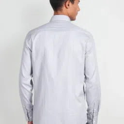 Arrow Grey Cotton Slim Fit Striped Shirt image 2