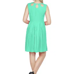 PATRORNA Mint Green Regular Fit & Flare Dress image 2
