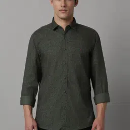 Louis Philippe Green Cotton Slim Fit Printed Shirt-picture-30