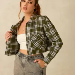 VIRGIO Green Cotton Checks Long Sleeves Shirt image 3