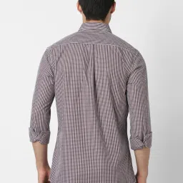 Van Heusen Brown Cotton Slim Fit Checks Shirt image 2