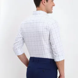 Allen Solly White Cotton Slim Fit Checks Shirt image 2