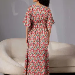 Libas Beige Cotton Printed Kaftan image 2