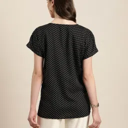 Qurvii Black Polka Dot Print Top image 2