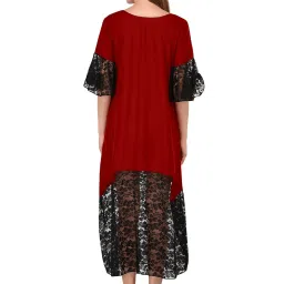 PATRORNA Maroon & Black Lace Midi Dress image 2
