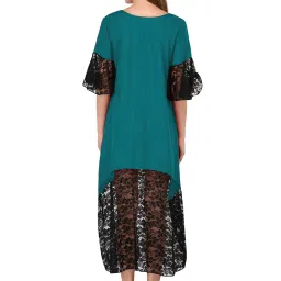PATRORNA Teal & Black Lace Midi Dress image 2