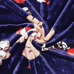Monte Carlo Navy Blue & Beige Cartoon Characters Mild Winter 550 GSM Single Bed Blanket image 4
