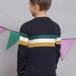 Monte Carlo Kids Navy Striped Full Sleeves Sweater image 2
