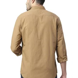 Basics Khaki Cotton Linen Slim Fit Shirt image 2
