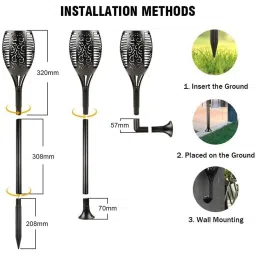 Xergy Black Plastic Solar Dancing Fire Mashaal Flame Lights - Set of 2 image 2