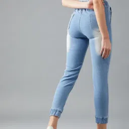 DOLCE CRUDO Light Blue Jogger Fit Trousers image 2