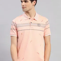 Monte Carlo Orange Regular Fit Printed Polo T-Shirt-image-17