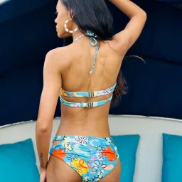 Trove Label Sky Blue Fitted Floral Print Bikini Set image 2