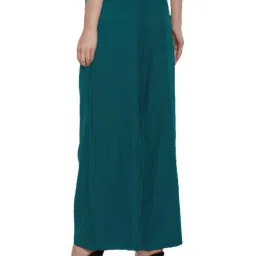 PATRORNA Teal Loose Fit Mid Rise Palazzos image 2