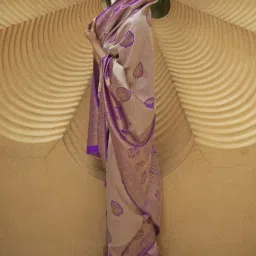 Elora Purple & Beige Woven Saree With Unstitched Blouse image 2