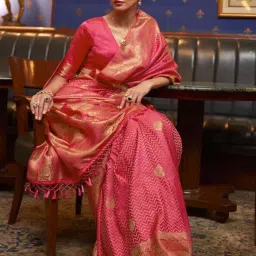 Elora Pink Woven Saree With Unstitched Blouse image 2