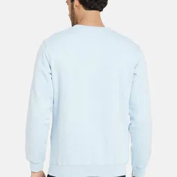Octave Sky Blue Melange Regular Fit Printed Sweatshirt image 2
