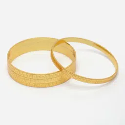 Zeneme 24 K Gold Plated Textured Bangles for Women Set of 4 image 4