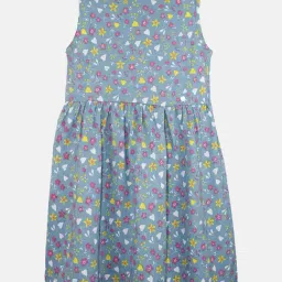 Kiddopanti Lime Green & Grey Cotton Casual Dresses for Girls image 3