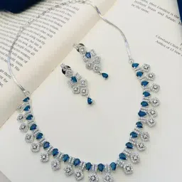 Abdesigns Stunnig Silver Plated American Diamond Necklace-picture-16