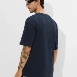 The Souled Store Navy Blue Regular Fit Solid T-Shirt image 2