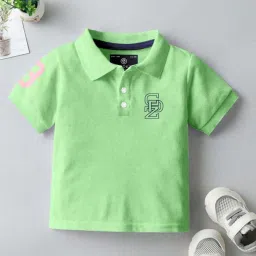 Codez Boys Pink & Green Solid Polo T-shirt image 2