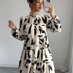 Outzidr Women Self Design Fit & Flare Mini Dress image 3