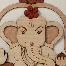 Exotic India Blessing Ganesha Wood Carved Frame Wall Decor image 2