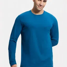 Jockey AM95 Blue Super Combed Cotton Rich Full Sleeves T-Shirt-picture-38