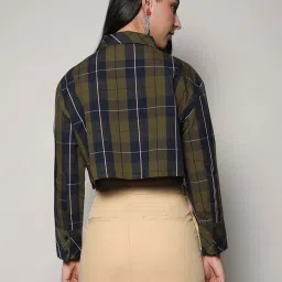 Campus Sutra Green Cotton Regular Fit Checked Shirt image 2