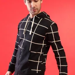 Campus Sutra Black Checks Hoodie image 3