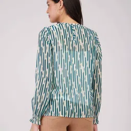 Fablestreet Teal Green & White Printed Top image 2