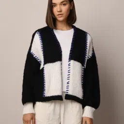 Only Black & White Self Design Cardigan image 2