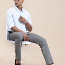 Crocodile Blue Viscose Rayon Striped Regular Fit Shirt image 5