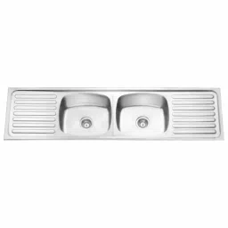 Jayna Signature Collection Venus 69.5x18.5 inch Matt Finish Stainless Steel Double Bowl Kitchen Sink with Double Drain Board, DBDD 01-picture-22