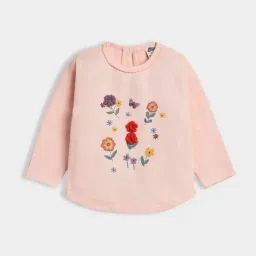 Miarcus Girls Peach Cotton Embroidered Regular Fit Casual Top-image-9