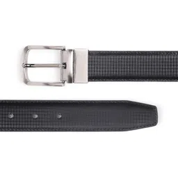 Ultimo Men Black & Coffee Brown Checked Reversible Formal Belt image 4