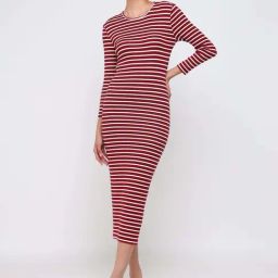 Cover Story Red Cotton Regular Fit Striped Dress-picture-0