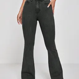 Kotty Women Black Bootcut High-Rise Clean Look Cotton Stretchable Jeans-picture-21