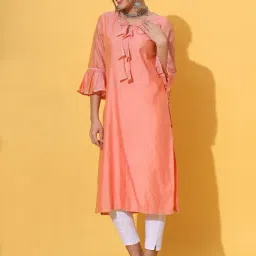 DECKEDUP Peach Relaxed Fit Kurta-picture-36