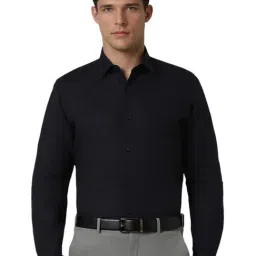Peter England Black Cotton Slim Fit Solid Shirt-image-31
