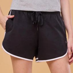 Enamor Jet Black Cotton Striped Lounge Shorts-picture-12