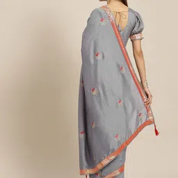 RAJGRANTH Ethnic Motifs Embroidered Pure Georgette Saree image 3