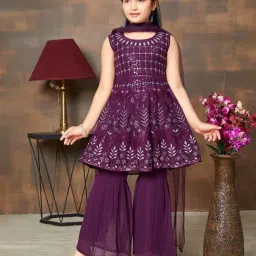 Aarika Kids Purple Embroidered Kurti Set-picture-33