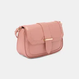 Forever Glam by Pantaloons Pink Solid Medium Sling Handbag with Pouch image 3