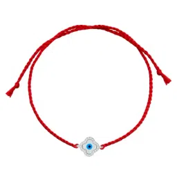 Zavya Evil Eye Protection with CZ Rhodium-Plated Sterling Silver Thread Rakhi image 4