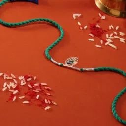 Zavya Peacock Feather Charm Oxidised 925 Sterling Silver Thread Rakhi image 4