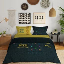 Spaces Genz Dark Teal Cotton Printed 180 TC Double Bedsheet with 2 Pillow Covers-picture-23