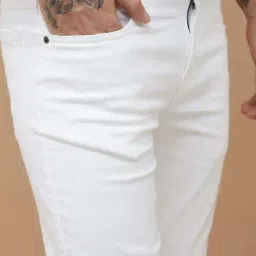 Forca By Lifestyle White Slim Tapered Fit White Jeans image 5